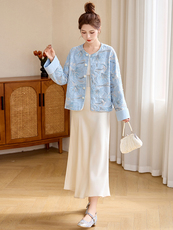 璀璨刺绣短外套女重工钉珠上衣2025春季新款轻奢风拼接别致夹克衫，女装短外套，玖莱伊