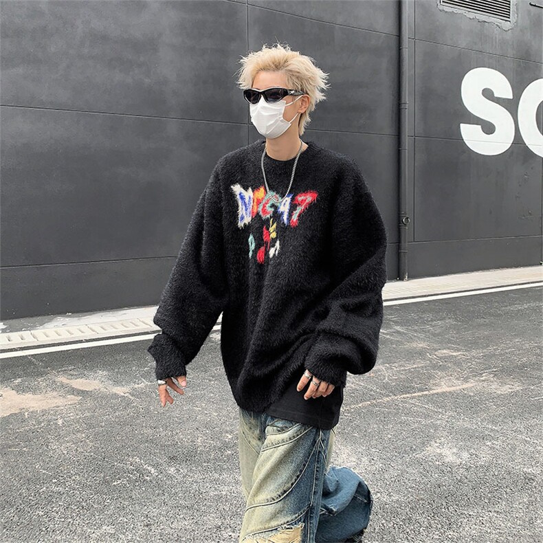 圆领毛衣男休闲百搭潮牌年新款bf慵懒风简约针织衫MY09168-P60,男装针织衫/毛衣,星座308B-2