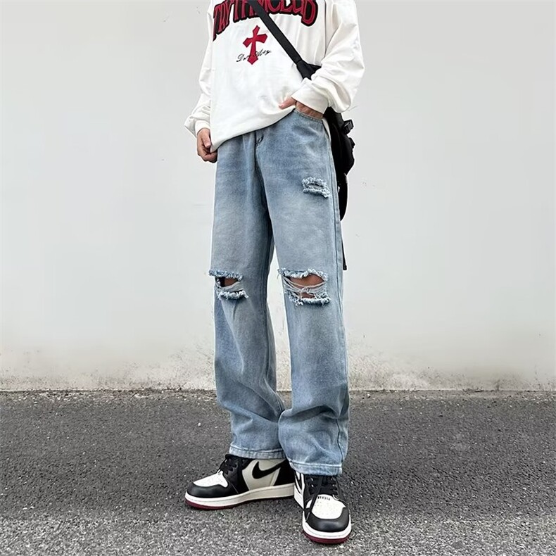 牛仔裤男秋季潮大码休闲裤子高街K8822P42,男装牛仔裤,星座1116-2
