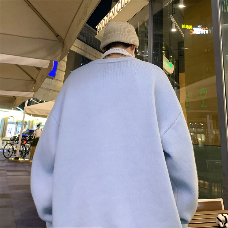 港风夜景宽松休闲圆领毛衣A247-M800常规特批35加绒特批50控78,男装针织衫/毛衣,电商A247