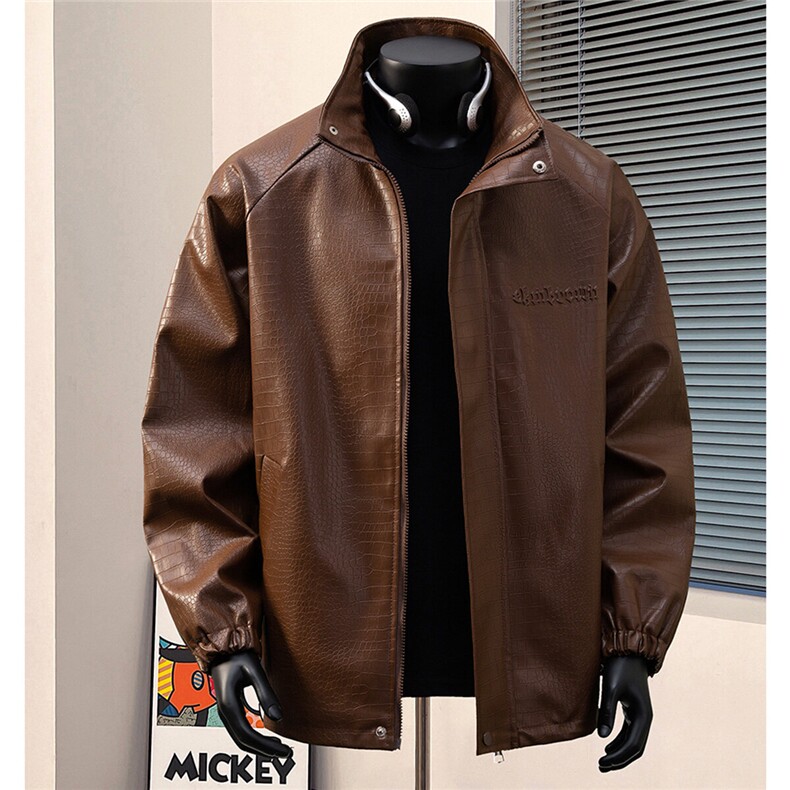 港风模特钢印夹克大码皮衣鳄鱼纹情侣皮衣男外套JK8749P90控128，男装夹克，星座227-7