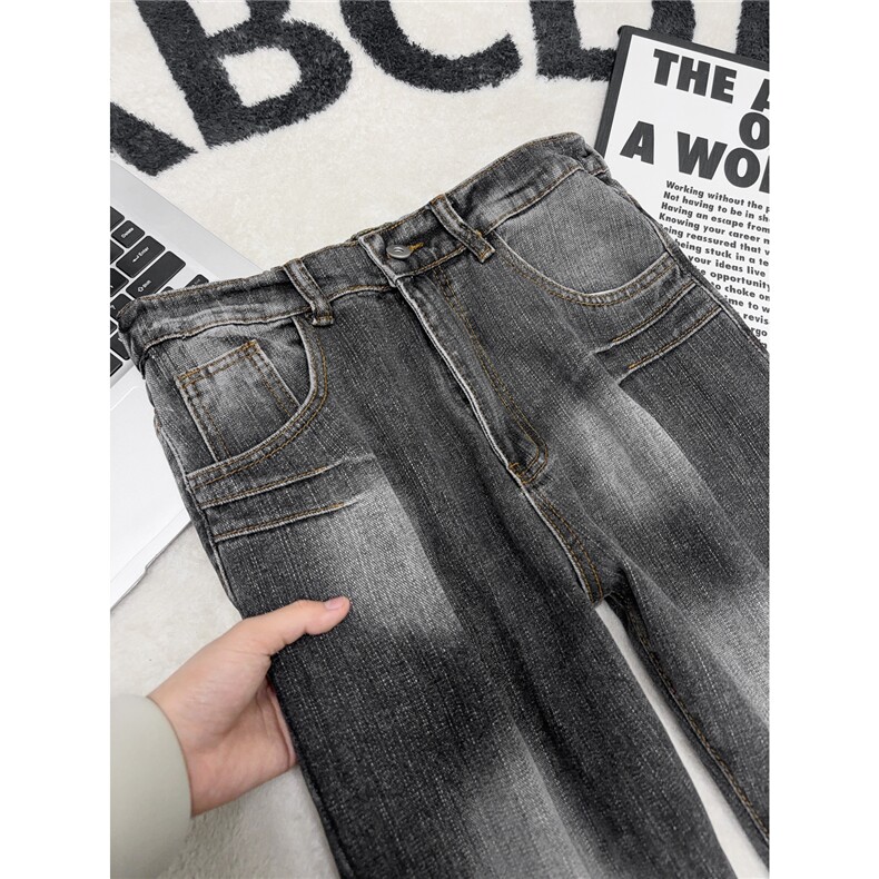 B221美式ins高街暗黑宽松微喇竹节纹牛仔裤LK25585-特P50控78,男装牛仔裤,电商B221