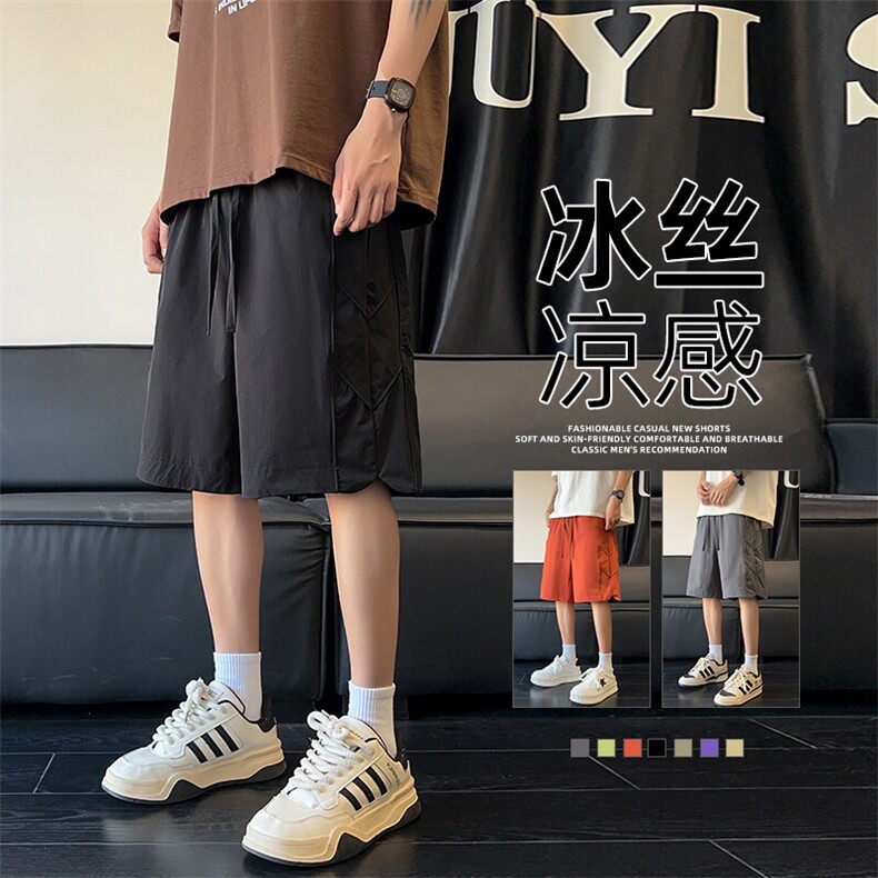 抖音品质冰丝宽松中裤薄款休闲五分裤子男A146-GY253特p30量大优图片