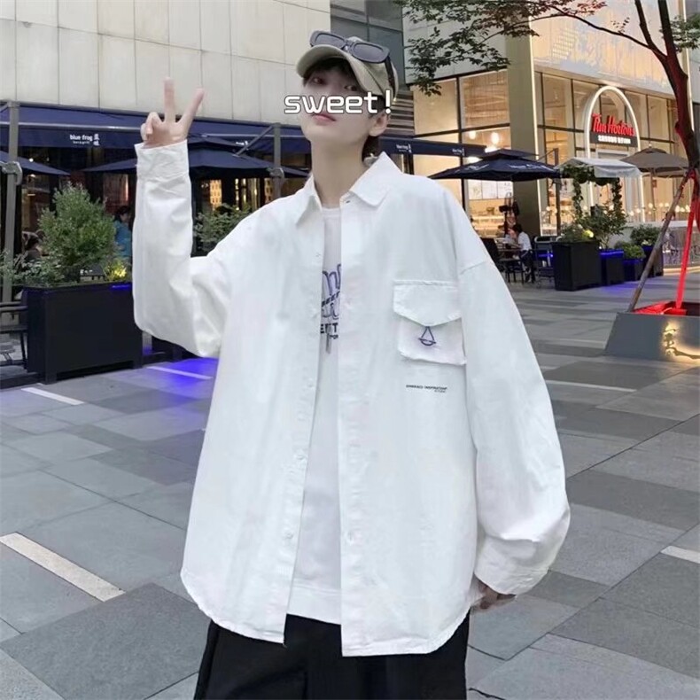 长袖衬衫男港风立体口袋衬衫外套K8903P32图片