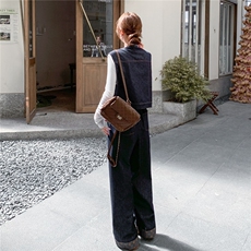 秋季牛仔阔腿裤马甲时尚两件套女，女装套装/套裙，秋水欣儿