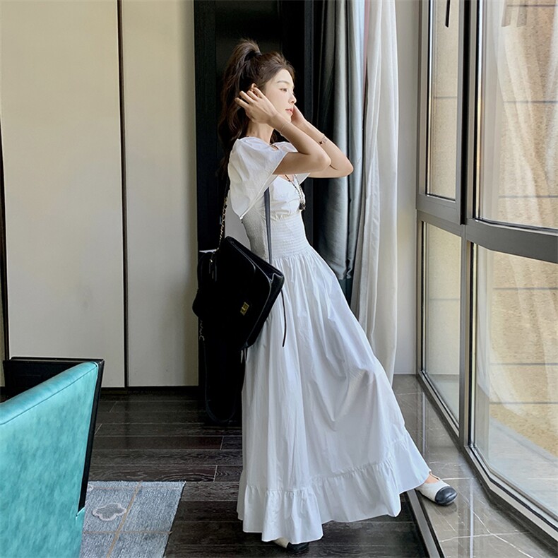现货白色法式连衣裙7652-P125-K188,女装连衣裙,2C159