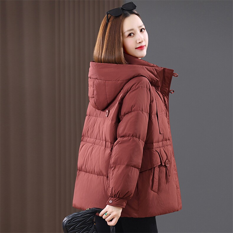 羽绒服冬季新款2024年羽绒服女加厚连帽中长款防风立领白鸭绒,女装羽绒服,涵誉