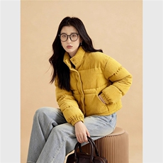 黄色立领灯芯绒大码棉服女款冬季宽松韩系独特超好看夹棉加厚外套，男装棉衣，星座1210-1
