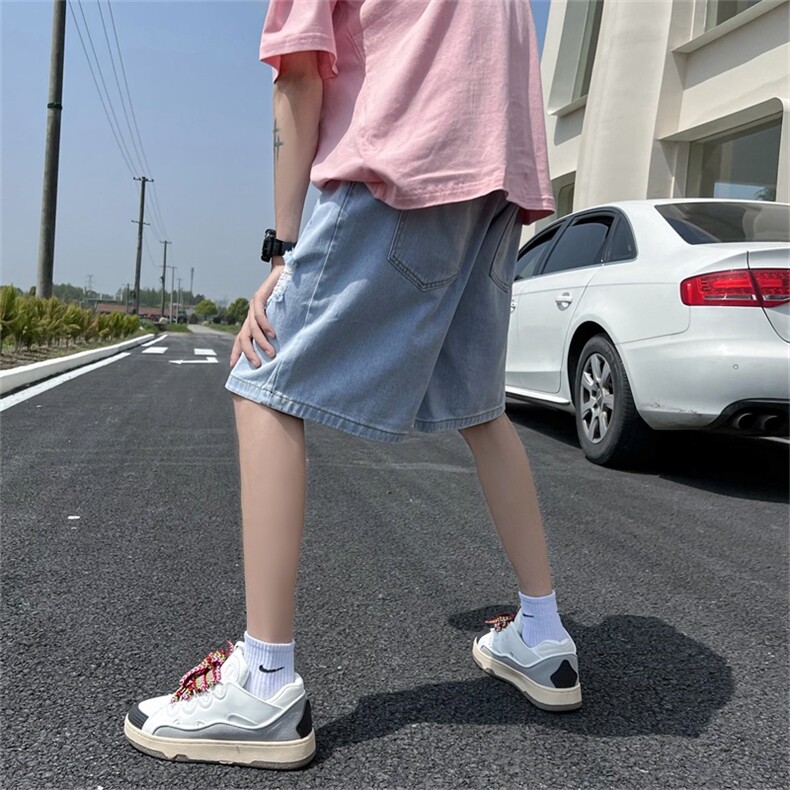 水洗牛仔短裤男夏季美式潮牌潮流高街宽松五分裤A080-9520-P40,男装牛仔裤,电商A080