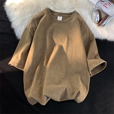 水洗做旧T恤男女夏季宽松美式复古半袖衣服B225-T9398-P35-X48，男装T恤，电商B225