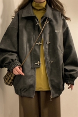 中性风黄底夹克女大码夹克男水洗雪花皮衣女JK8741P130控168，男装夹克，星座226-1