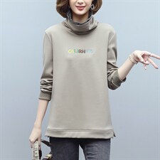 时尚宽松半高领字母印花加绒卫衣女款春装新款,女装卫衣/绒衫,丽影随形
