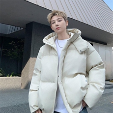 现货5W件冬季三防重磅boxy短款羽绒连帽PU皮棉衣外套防风加厚棉服，男装棉衣，电商A486-1