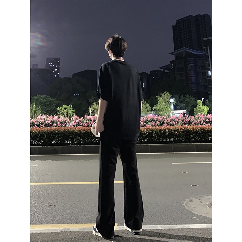 B221美式ins高街纯色情侣款休闲微喇冰丝西裤LK23083-P55控78,男装休闲裤,电商B221