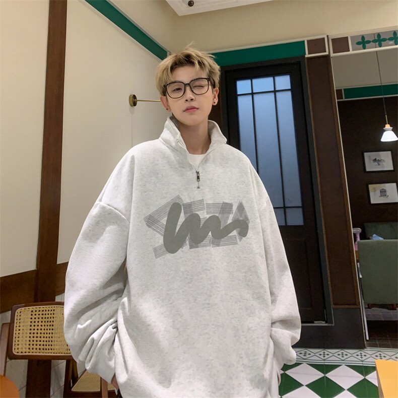 秋季内景青年大码半拉链卫衣男宽松Polo衫PL00168/P45加绒P50，男装Polo衫，电商B316