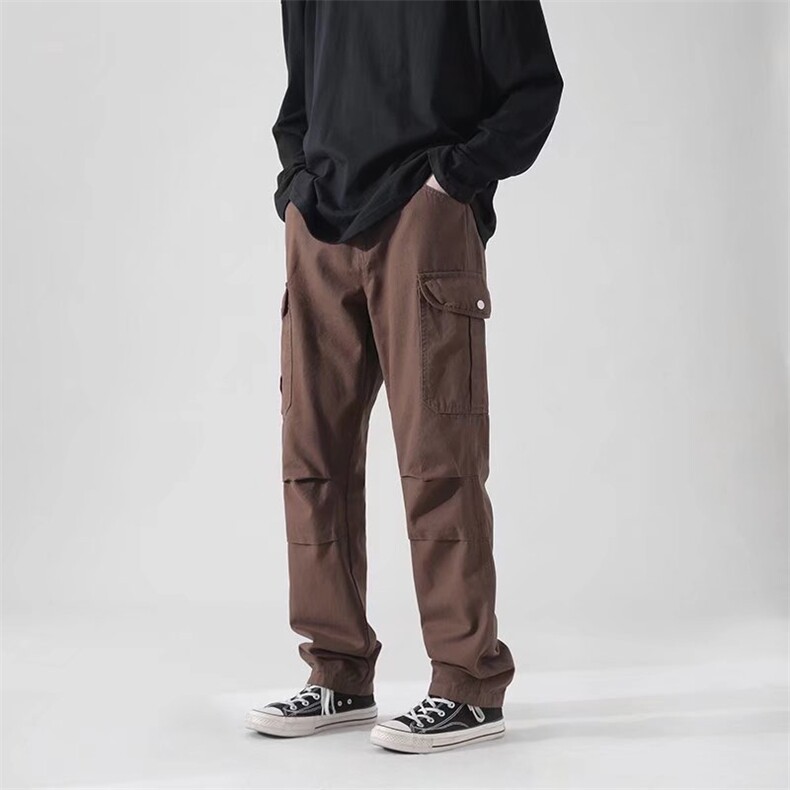 工装裤男韩版潮流机能宽松直筒男士休闲裤子K742P38图片