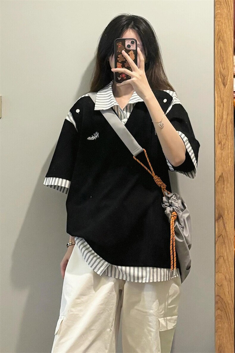 假两件套T恤男女拼接设计感XZ610A-TB262-T批35,男装T恤,星座610A