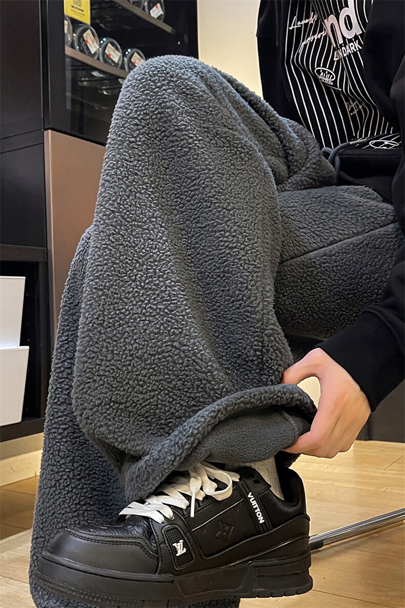 8XL-M摇粒绒裤子男加绒加厚休闲直通束脚宽松保暖裤K9122P78控98,男装休闲裤,电商D206-1
