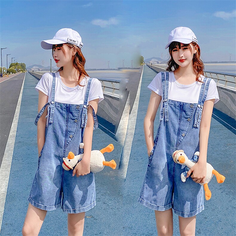 现货2021夏装新款背带牛仔短裤166-1013，女装牛仔裤，茜茜公主