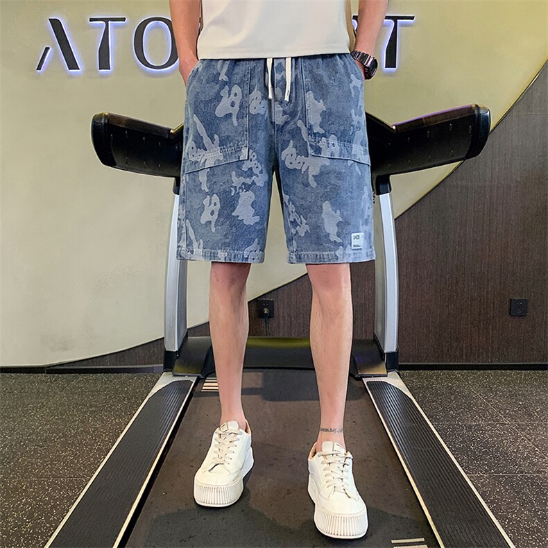 2025新款夏季牛仔短裤男潮牌休闲宽松运动男士短裤A313-1-K72-P68,男装牛仔裤,电商A313-1