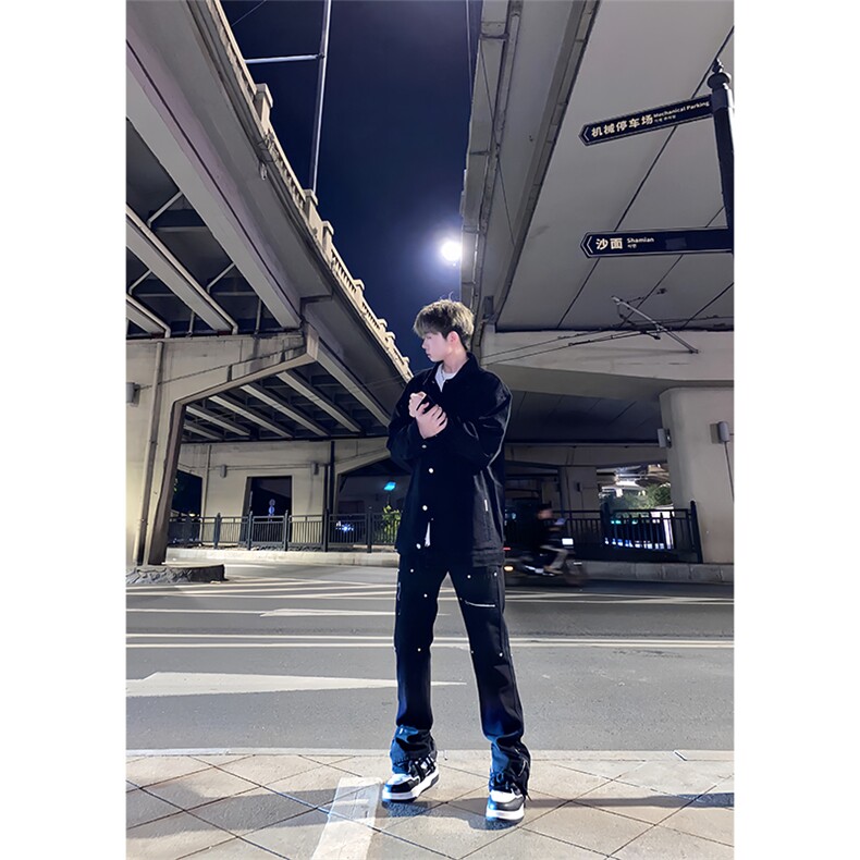 拿图不拿货cleanfit牛仔裤拉链设计感微喇裤子KZA17-P56,男装牛仔裤,星座1007（原301D）