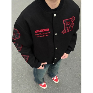 J9830-P73原版质量毛呢面料/有内里休闲棒球服夹克外套图片