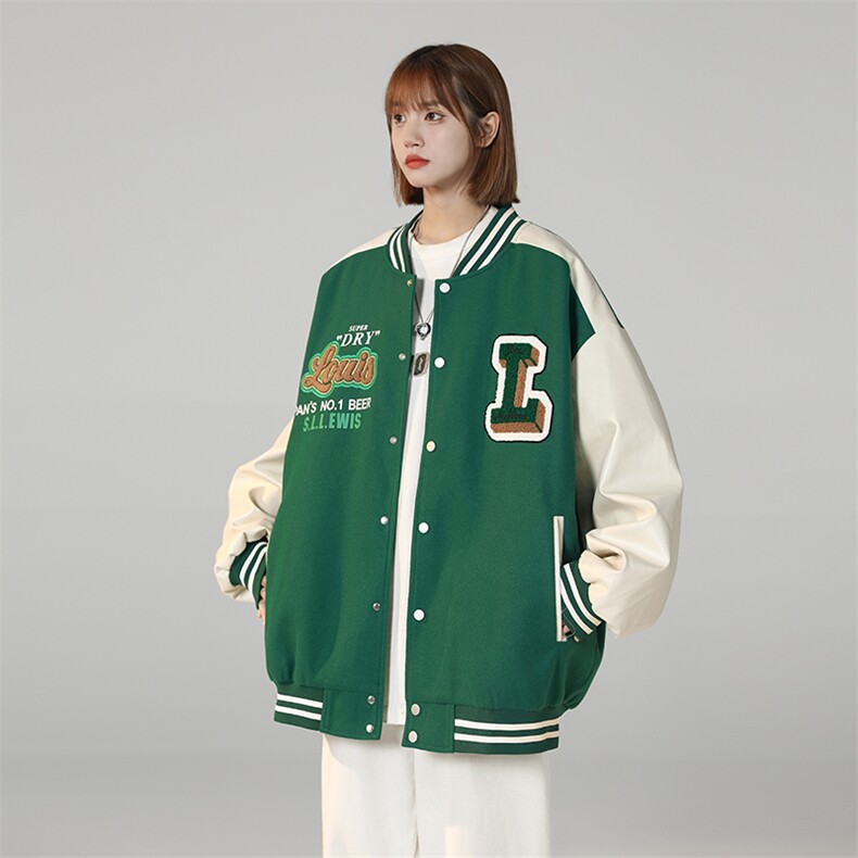 港风上衣夹克宽松落肩拼色棒球服外套JK710-P65,男装夹克,星座1204-3