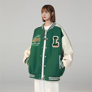 港风上衣夹克宽松落肩拼色棒球服外套JK710-P65