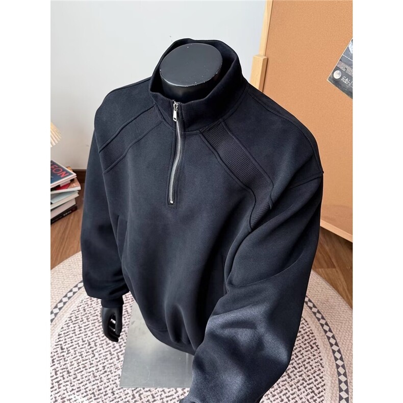 新款男纯色长袖T恤衫宽松情侣上衣休闲立领打底衫513AWY2691P40,男装T恤,星座513A