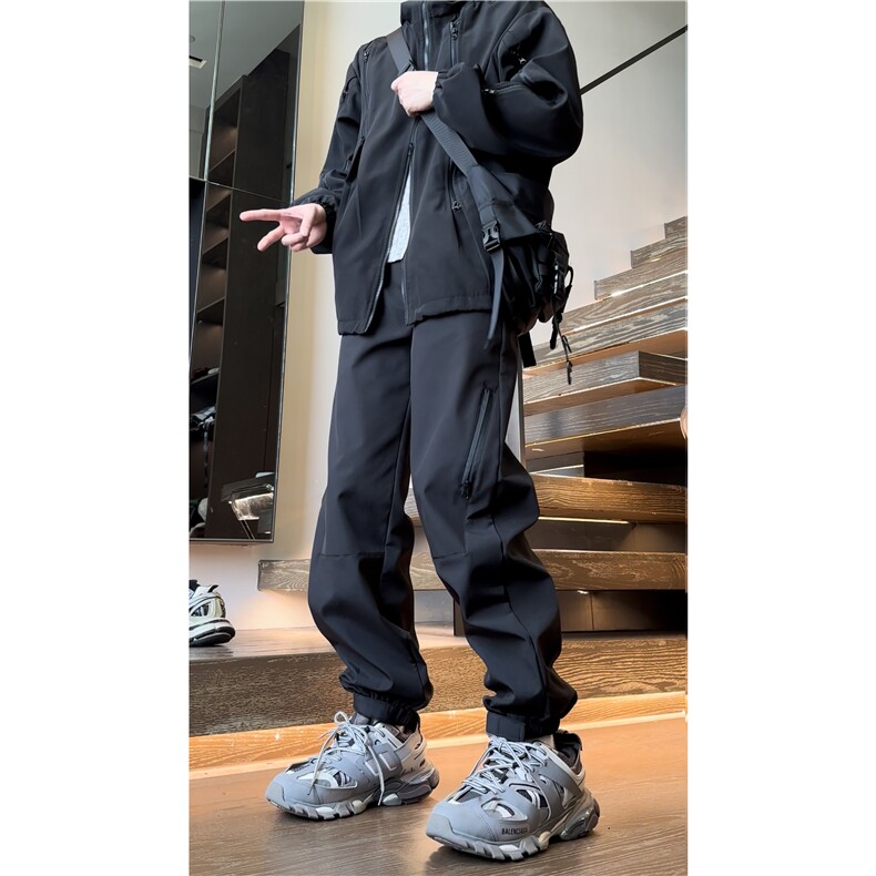 美式vibe机能冲锋裤男防风防水秋冬加绒束脚尼龙户外登山工装裤子,男装休闲裤,电商B315