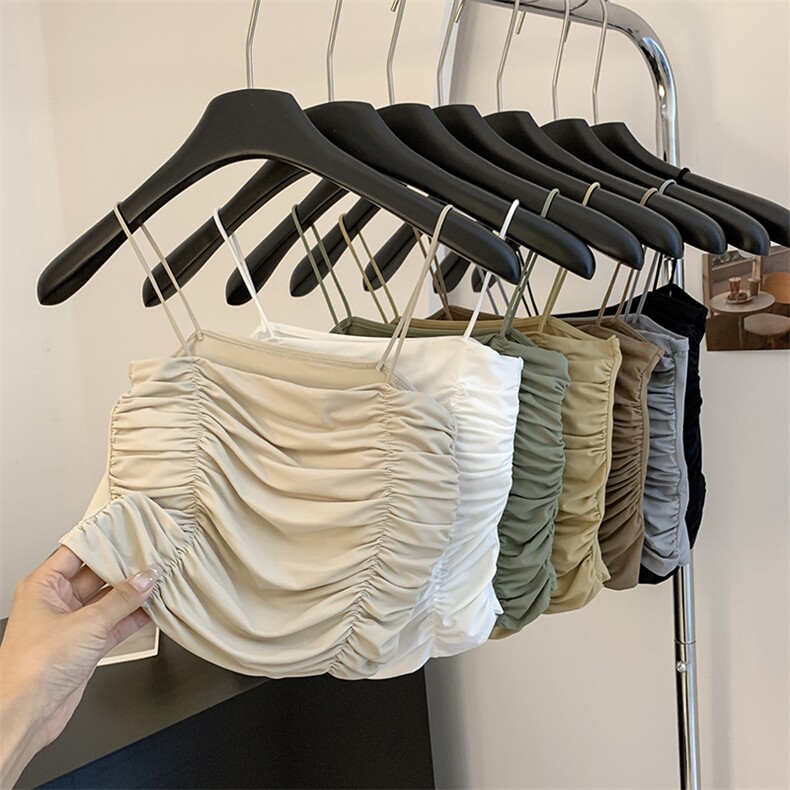 2025夏季新款褶皱吊带百搭细肩带内搭，女装背心吊带，梦白服饰厂