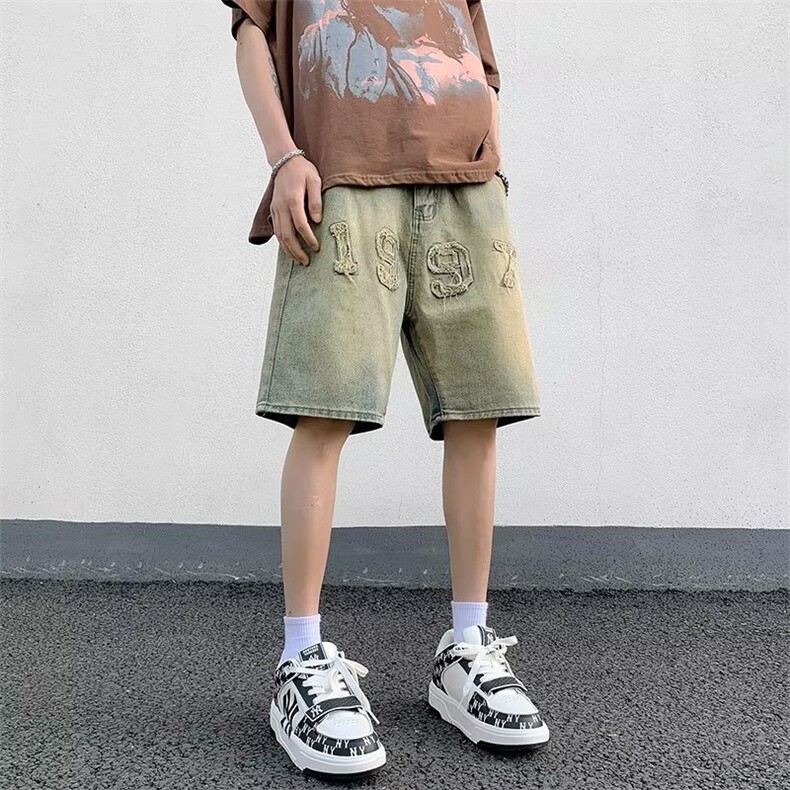 水洗牛仔裤男设计感短裤D6665P35,男装牛仔裤,星座1116-2