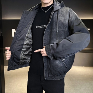标50白鸭绒牛仔拼接男装羽绒服宽松版B317-1111-P285图片