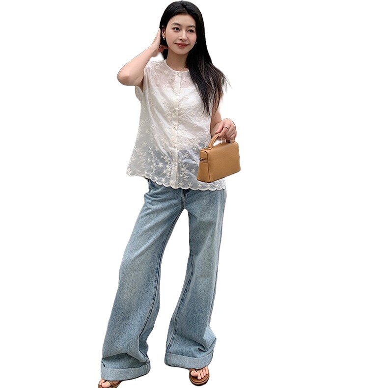 新款现货原创设计宽松型立体刺绣无袖小衫2C107-88003-P59-K99,女装背心吊带,2C107