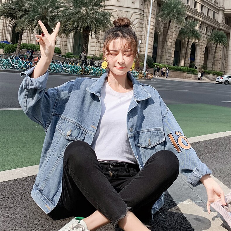 刺绣牛仔外套女潮牌ins2025春秋新款流行韩版宽松bf夹克Z044-85,男装夹克,星座911-3