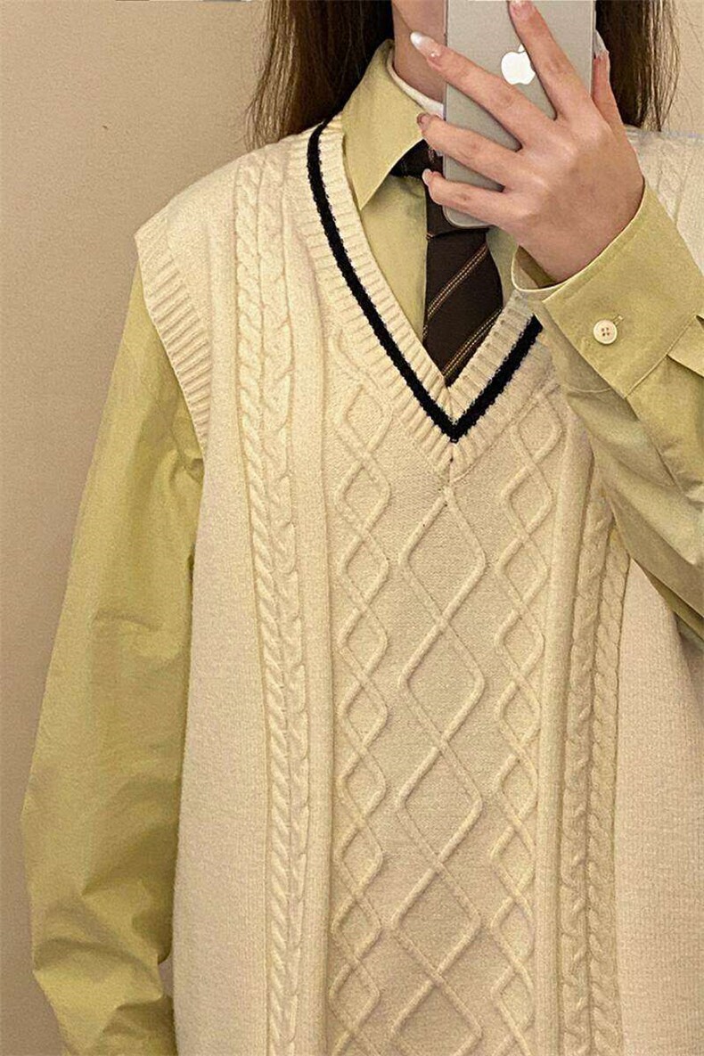 M2103-特P45男士针织背心慵懒风jk毛衣外套学院风女春秋情侣马甲,男装背心/马甲,电商D310B
