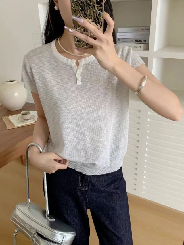 夏季休闲风时尚潮流短袖均码,女装T恤,梵泰羊绒