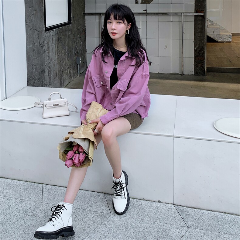 【新品】2021春秋装紫色夹克牛仔短外套女255-2081-P125控178,女装短外套,浙宝288（原255）