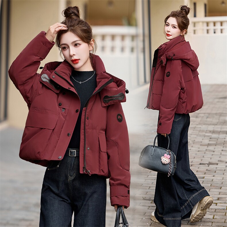 时尚保暖女士短款羽绒服修身显瘦90白鸭绒外套，女装羽绒服，艾尚靓装