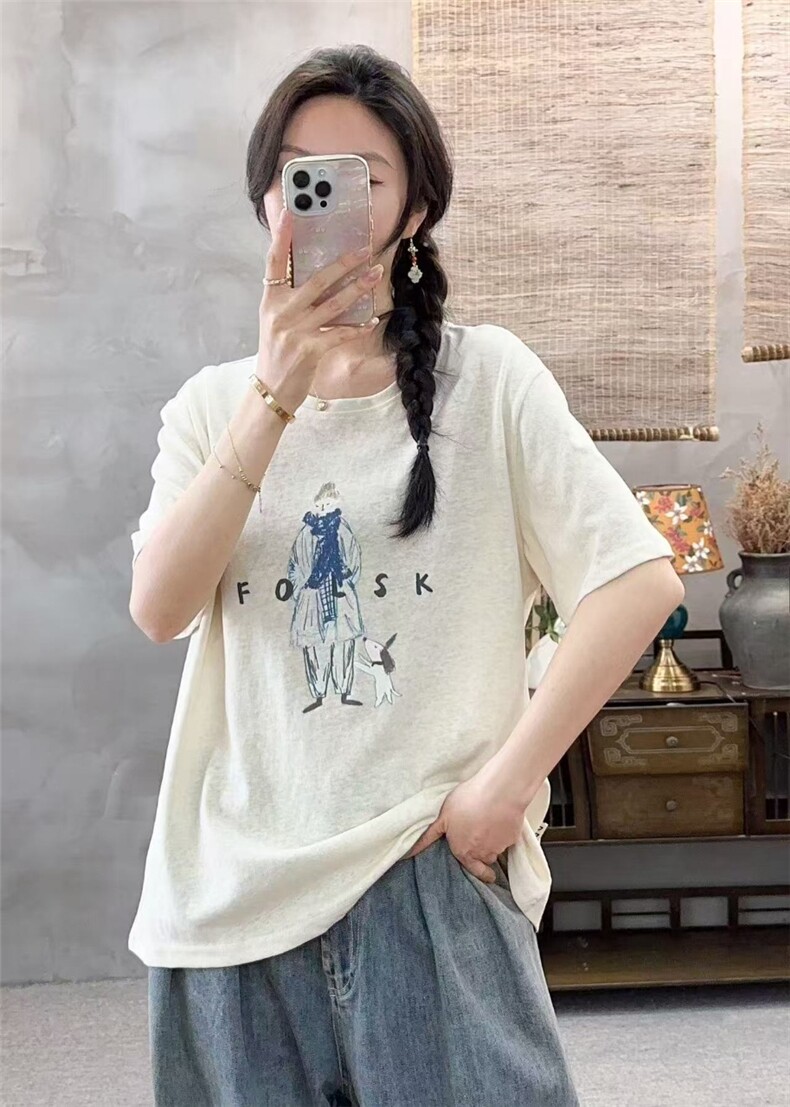 2025时尚百搭围巾美女短袖,女装T恤,湘姗
