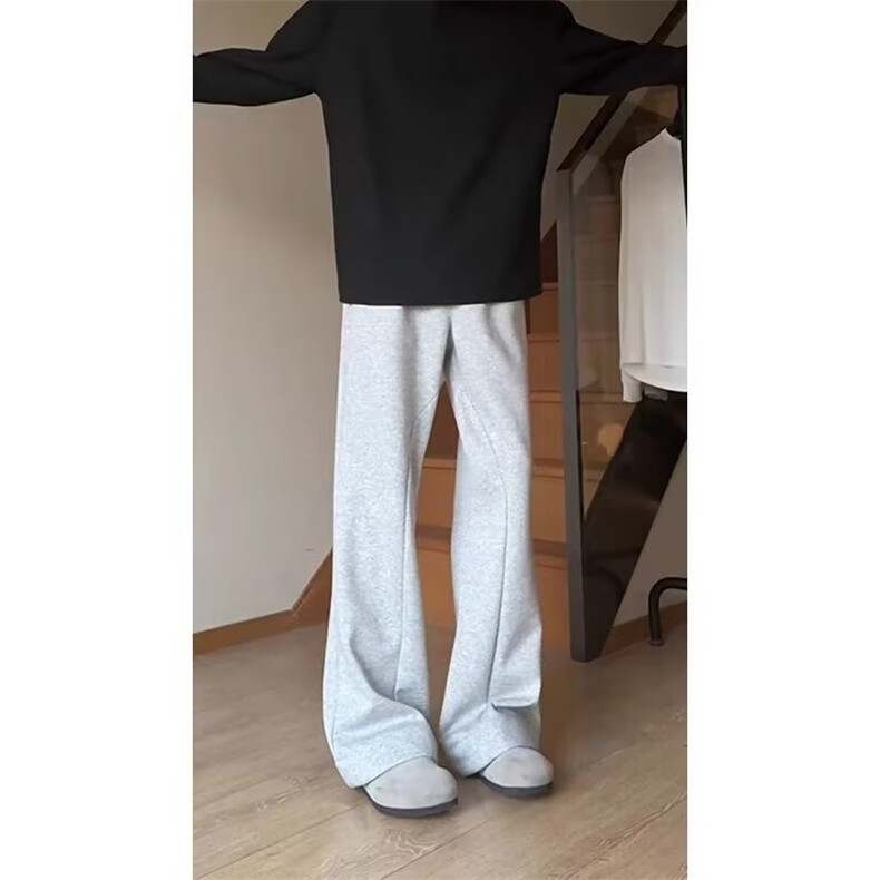 港风cleanfit微喇卫裤男潮牌休闲百搭直筒灰色运动痞帅长裤子,男装休闲裤,星座506A