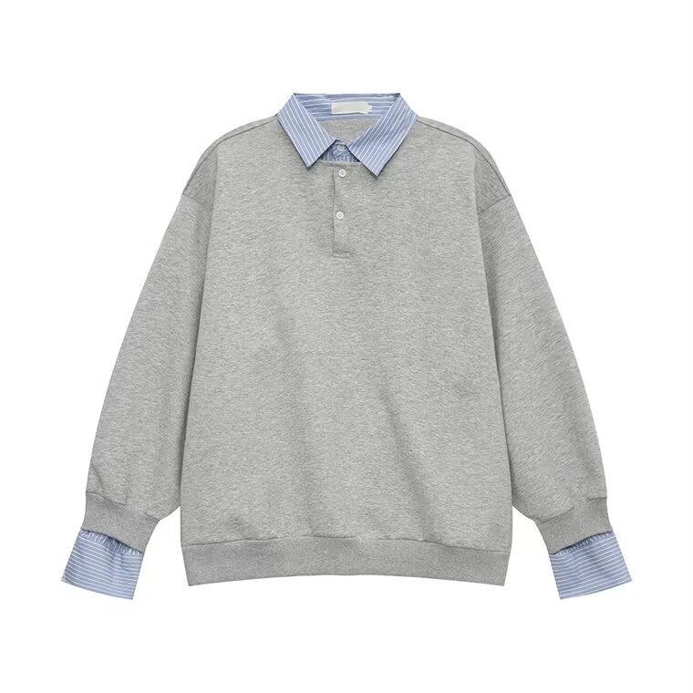 假两件撞色上衣拼接长袖衬衫男秋衬衣宽松重磅卫衣网图WY624有货，男装卫衣，星座302B-2