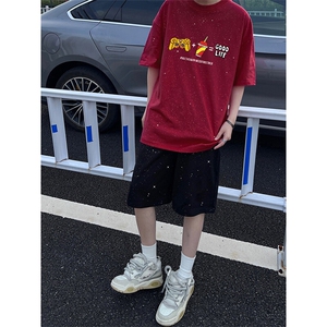 可48小时发货支持抖音得物来样二开 美式满天星亮片短袖T恤MTX649图片