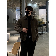 706-2-C1970-P108现货冬季韩版男短款毛呢大衣宽松双拉链外套，男装毛呢大衣，星座706-2