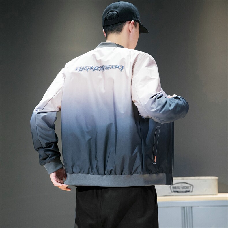 春秋季外套男士潮牌宽松休闲运动渐变夹克工装棒球服DS858T,男装夹克,电商A102