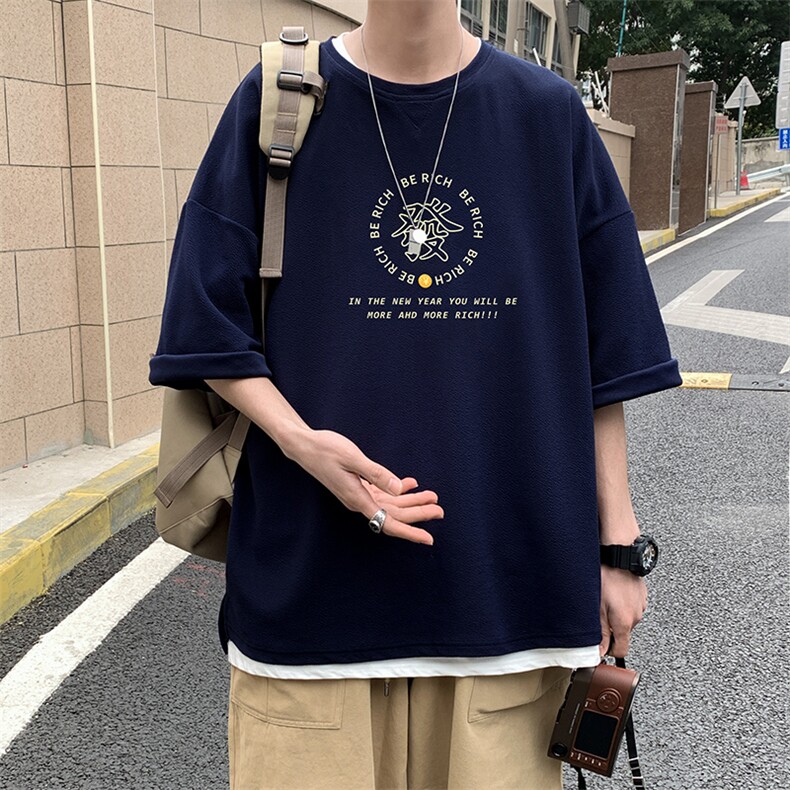 Q11163-P30春夏季七分袖t恤男大码五分袖男短袖中袖,男装T恤,电商A040