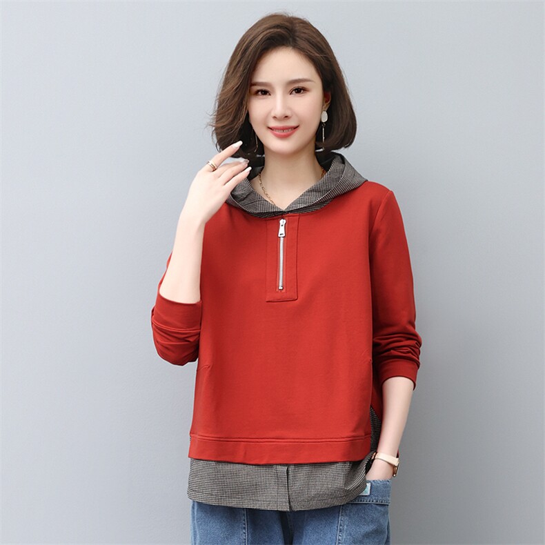 时尚宽松连帽卫衣女秋冬季新款加厚保暖长袖上衣休闲百搭外套,女装卫衣/绒衫,叶笙衣