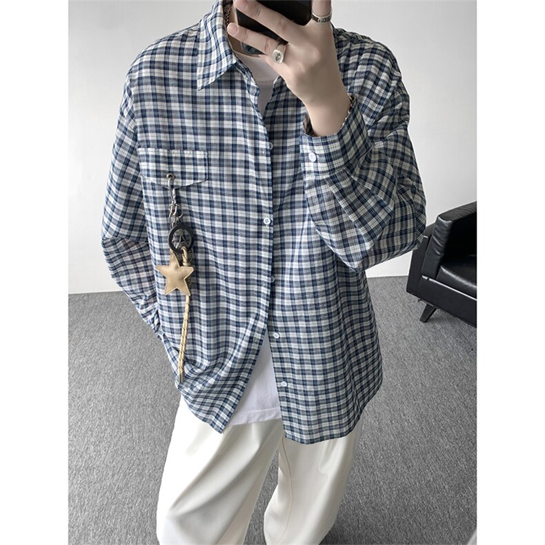 （带配件） CS1158-特批45控88 秋季新款男女格子短袖大码男衬衫图片
