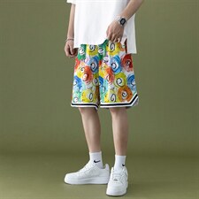 中性风夏季新款大码沙滩裤花短裤男休闲短裤透气冰丝五分裤P25，男装休闲裤，电商A059