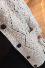欧货镂空大牌外搭毛衣春秋中长款针织开衫女宽松羊毛慵懒风外套潮，女装针织衫/毛衣，美莎羊绒